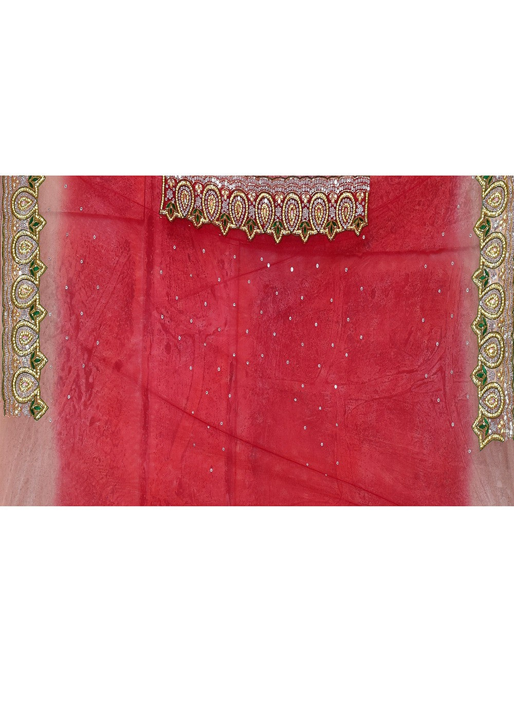 Hand Embroidery Net Red Saree S14361