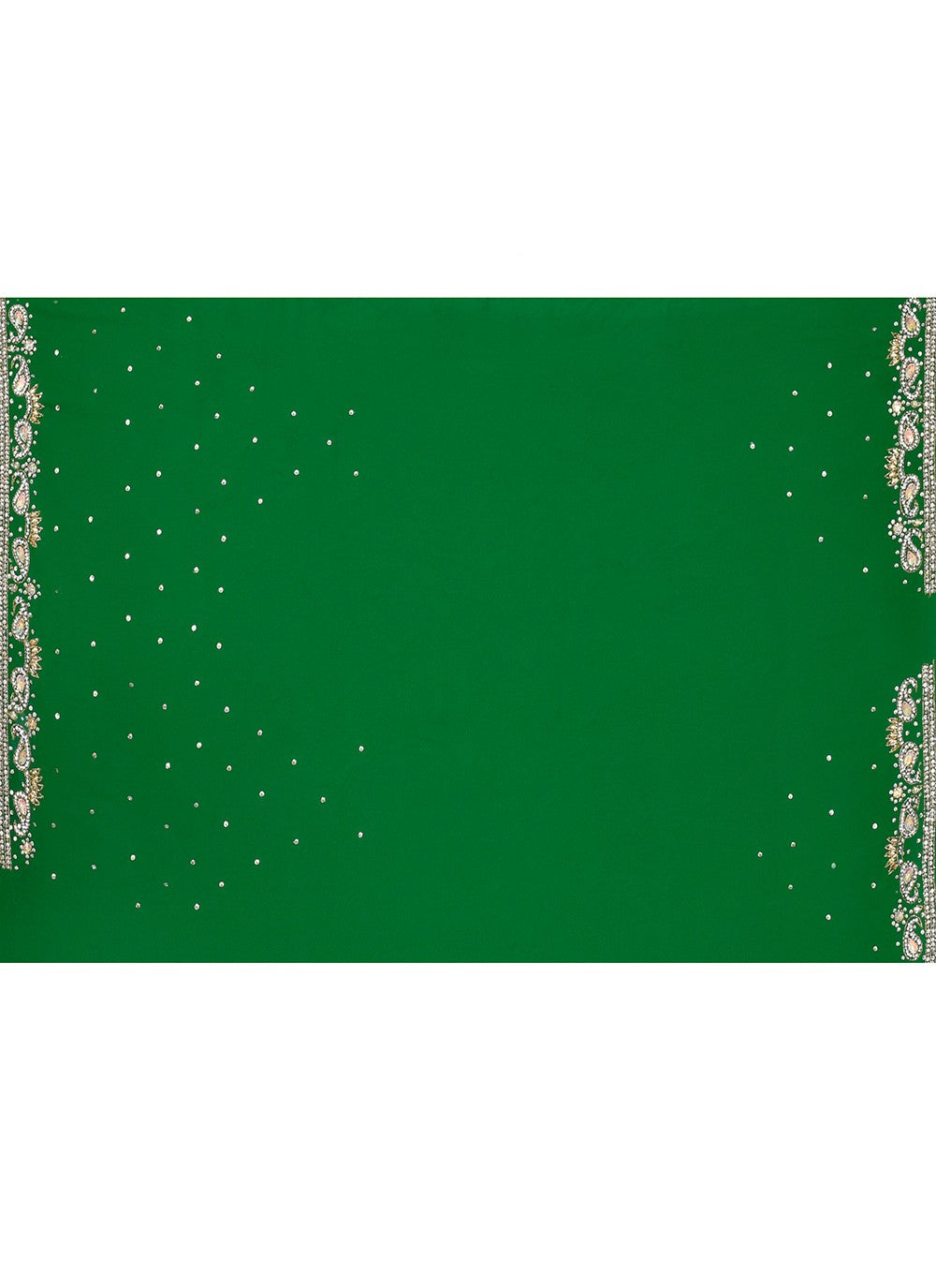 Hand Embroidery Georgette Green Saree S14364