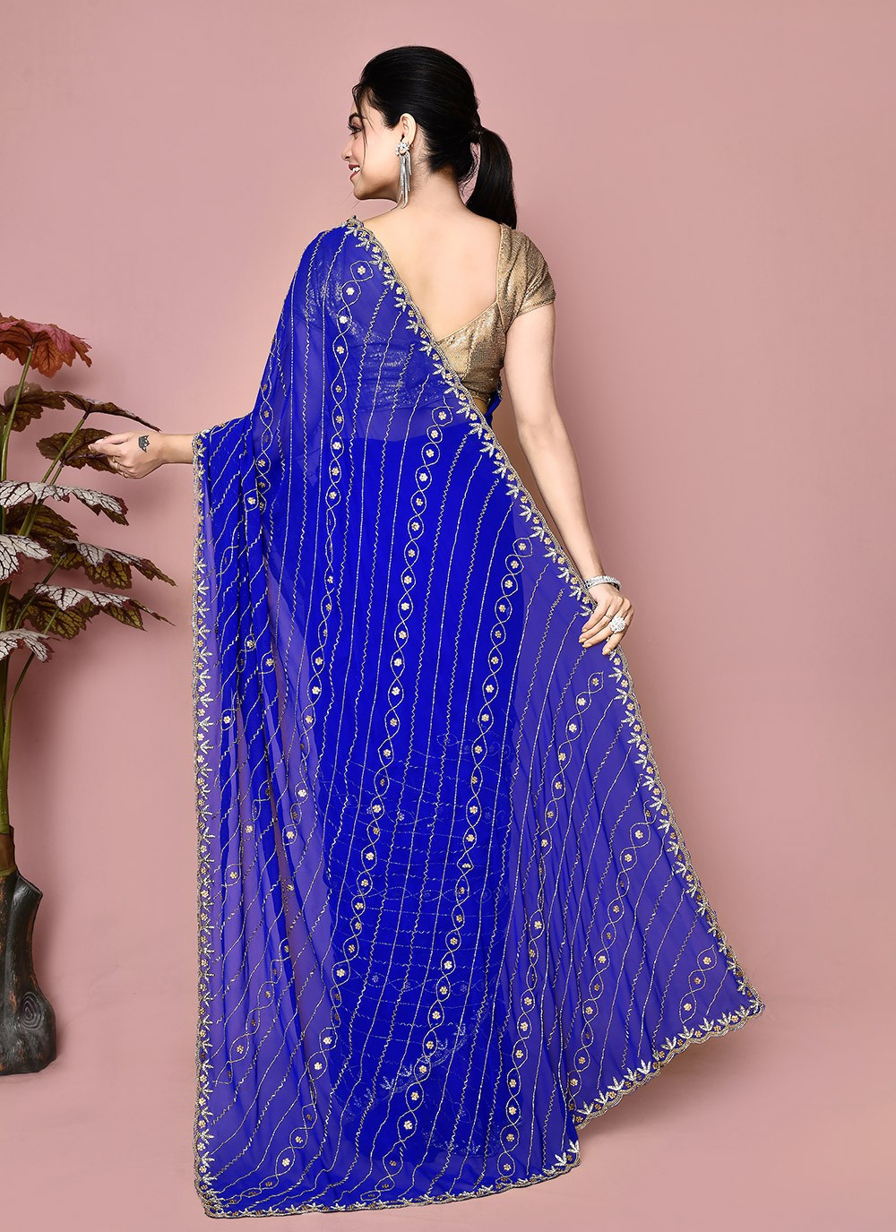 Classic Hand Embroidery Jimmy Chu Saree - S9359