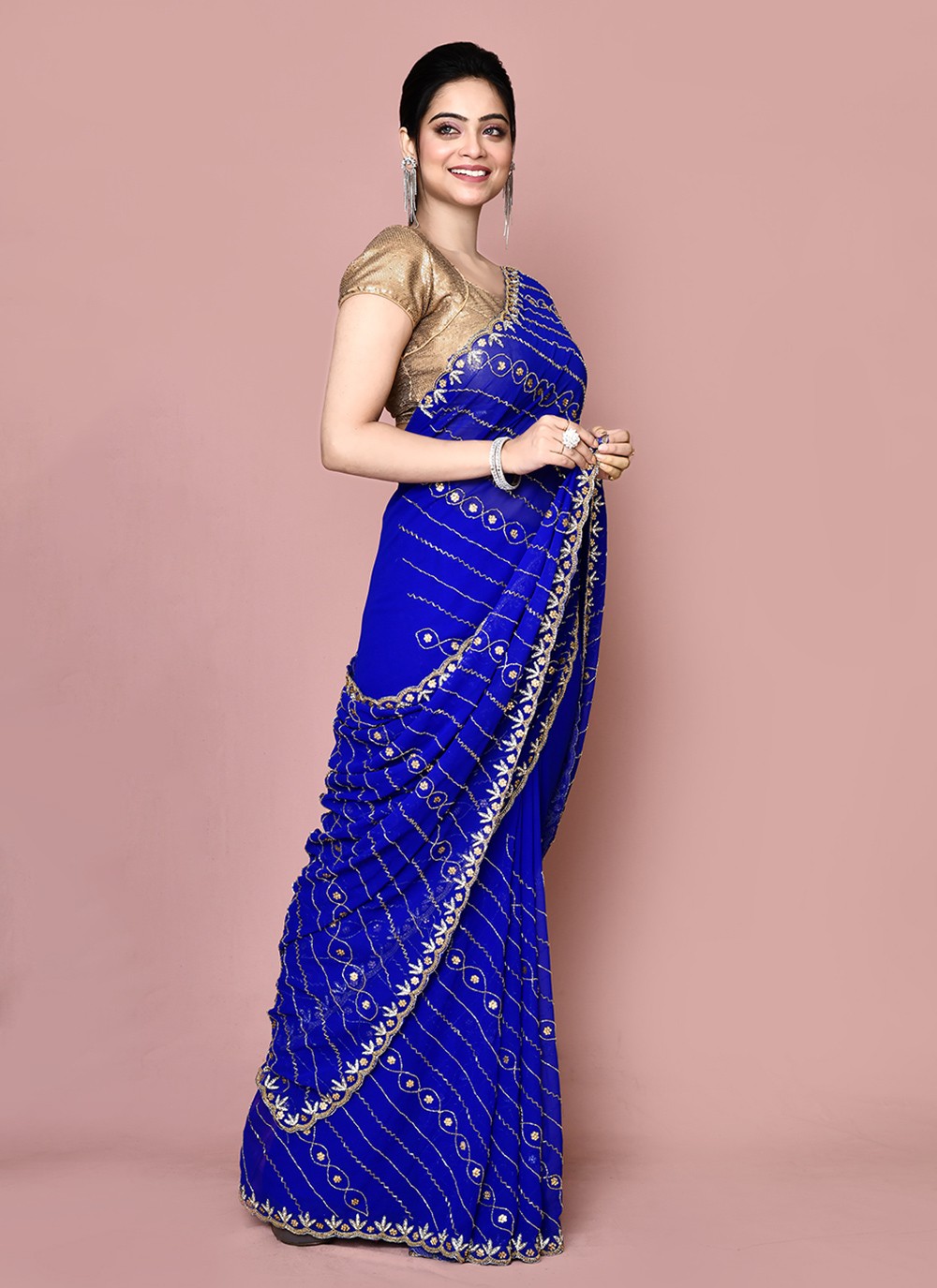 Classic Hand Embroidery Jimmy Chu Saree - S9359