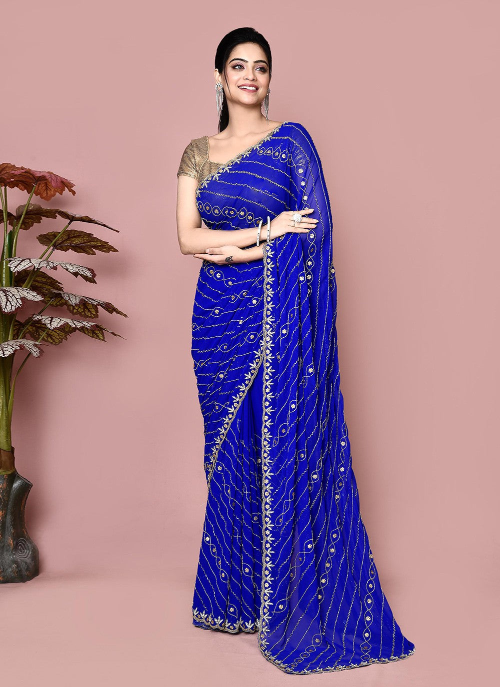 Classic Hand Embroidery Jimmy Chu Saree - S9359