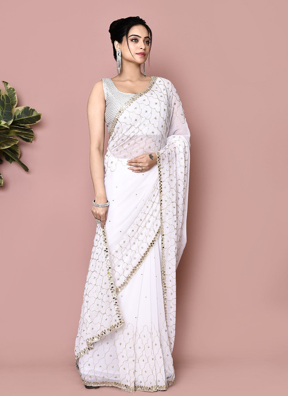 Classic Hand Embroidery Jimmy Chu Saree - S9359