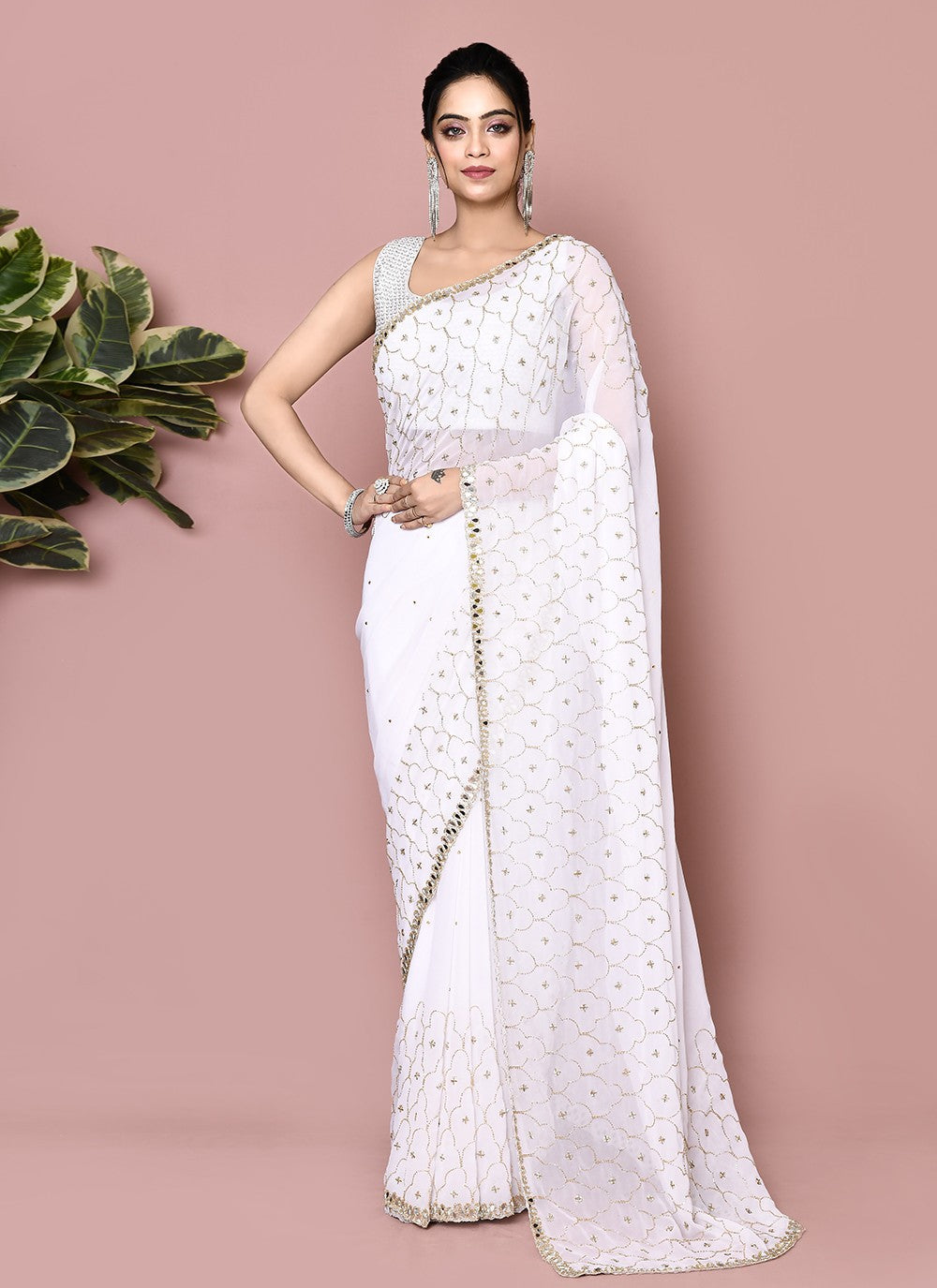 Classic Hand Embroidery Jimmy Chu Saree - S9359