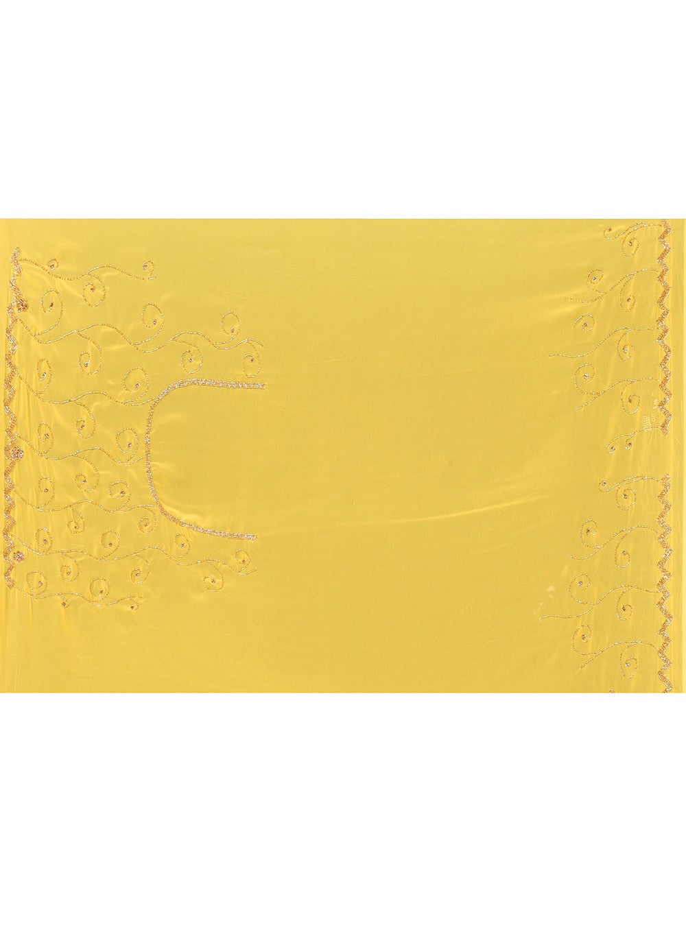 Hand Embroidery Georgette Yellow Saree S14328
