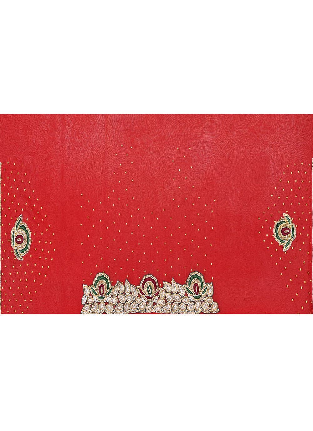 Hand Embroidery Georgette Red Saree S14360