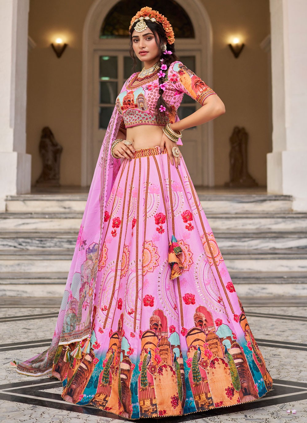 Art Silk Festival, Mehandi & Sangeet, Reception A - Line Lehenga L3658