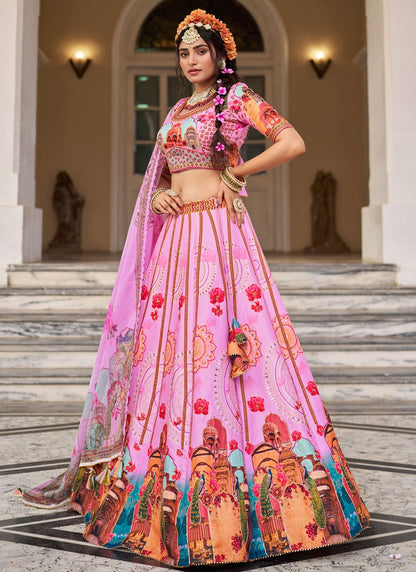 Art Silk Festival, Mehandi & Sangeet, Reception A - Line Lehenga L3658