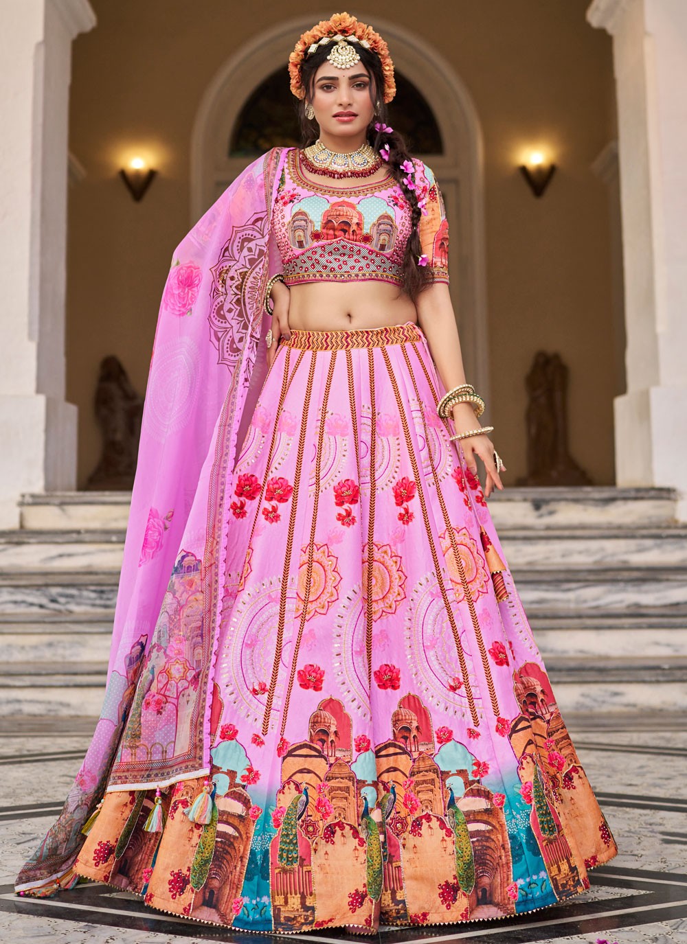 Art Silk Festival, Mehandi & Sangeet, Reception A - Line Lehenga L3658