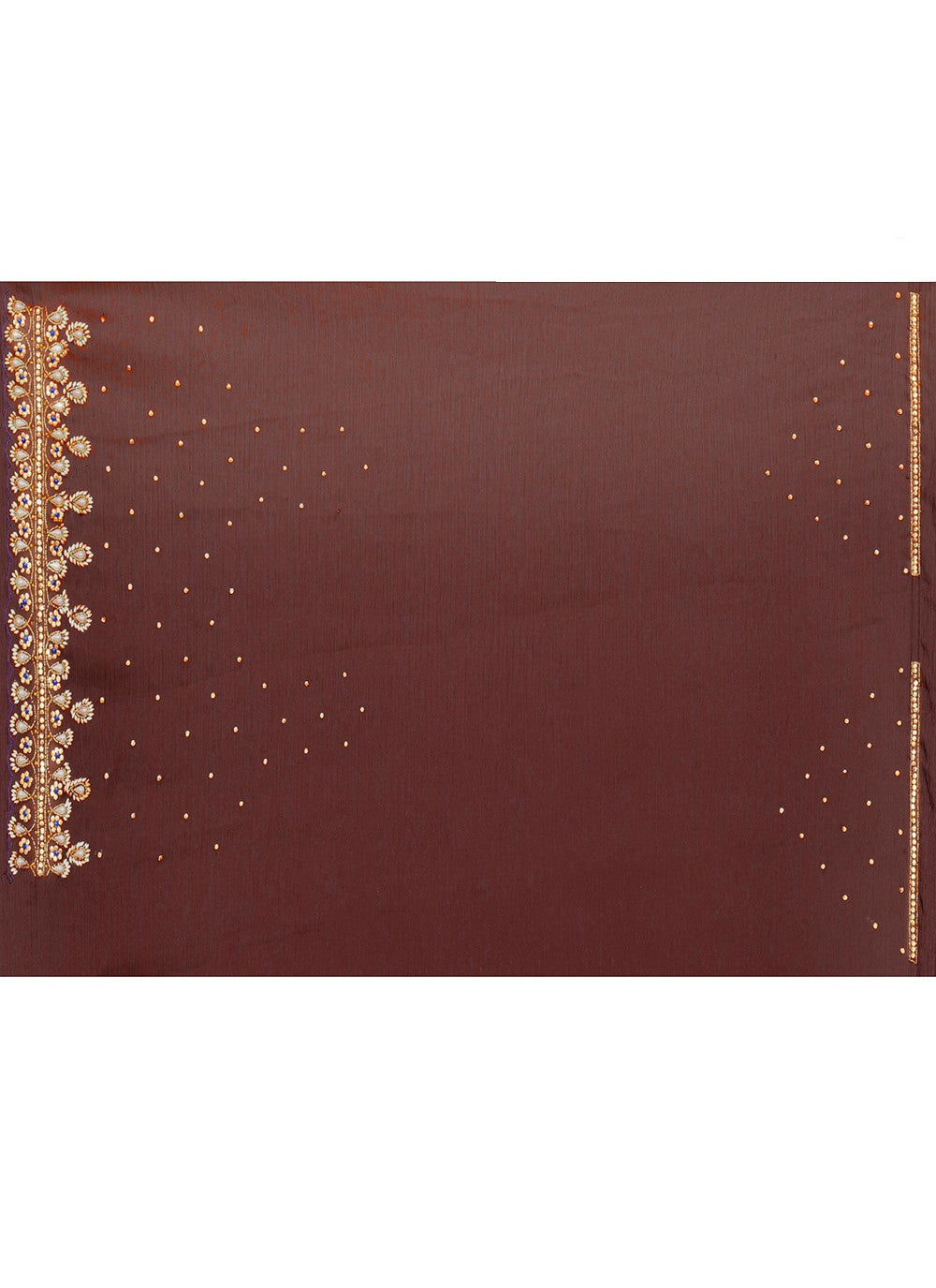 Contemporary Hand Embroidery Brown Jimmy Chu Saree S13141