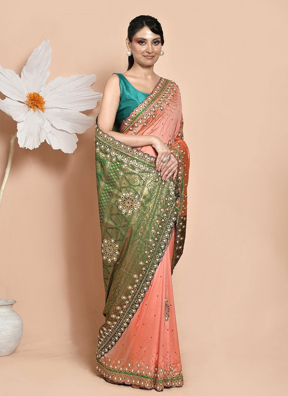 Classic Hand Embroidery Jimmy Chu Saree - S9269