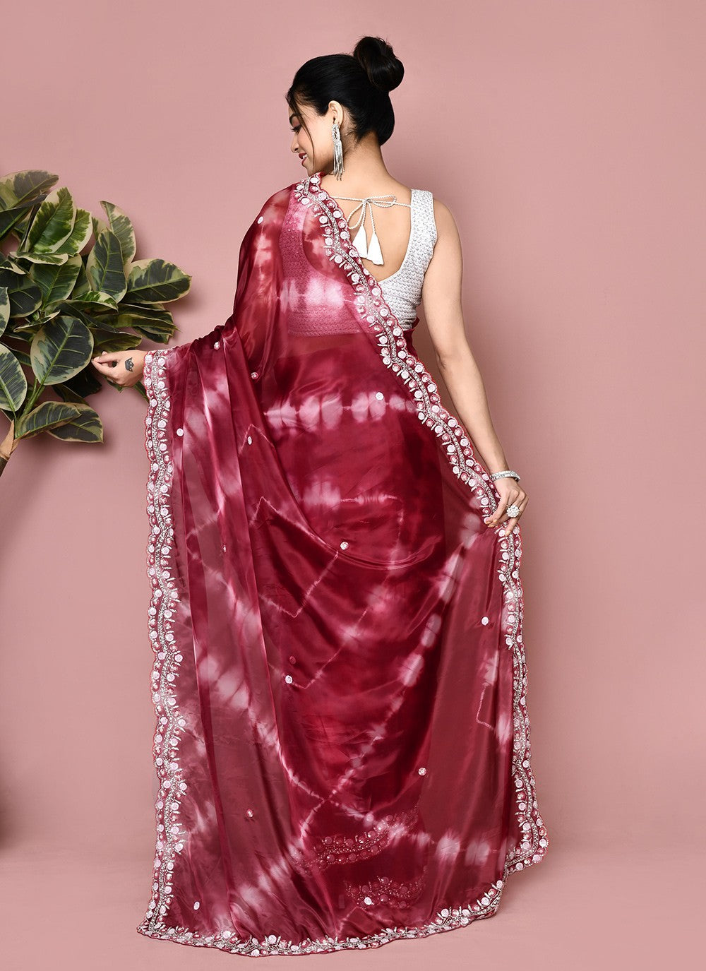 Classic Hand Embroidery Georgette Saree - S9372