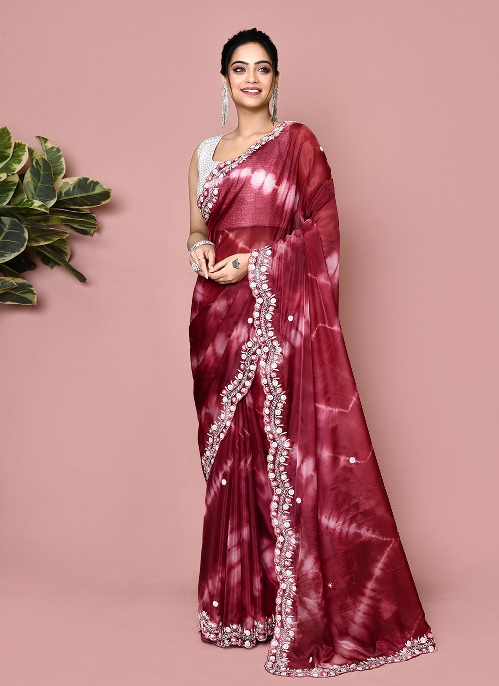 Classic Hand Embroidery Georgette Saree - S9372