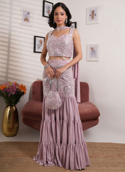 Embroidered Lycra Hot Pink Lehenga - L3321