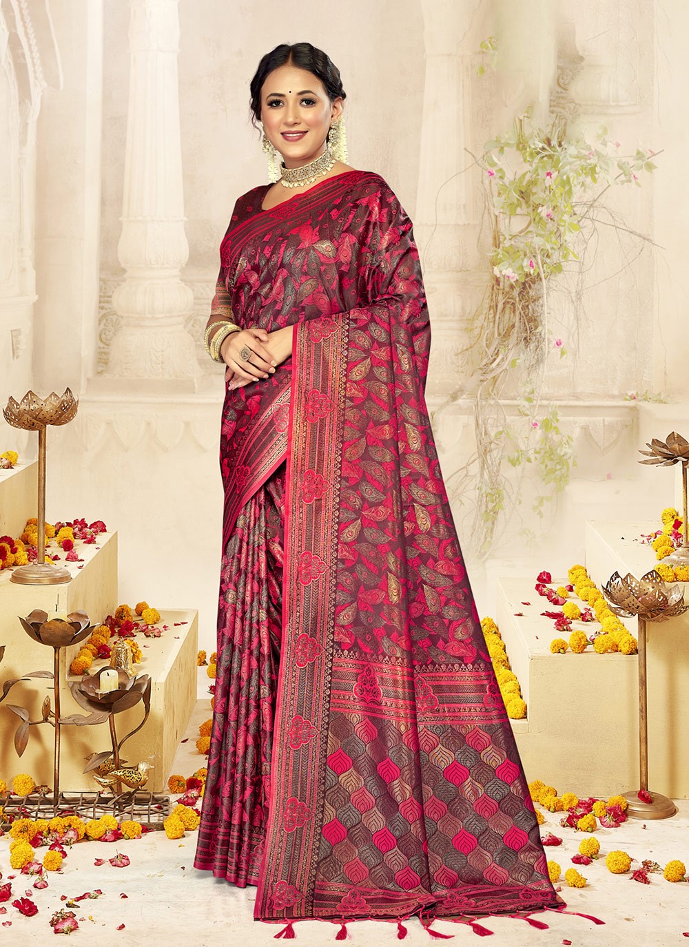 Traditional Weaving Zari Satin Silk Saree - S7993