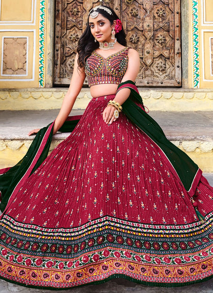Digital Print Chinon Readymade Lehenga Choli - L2473