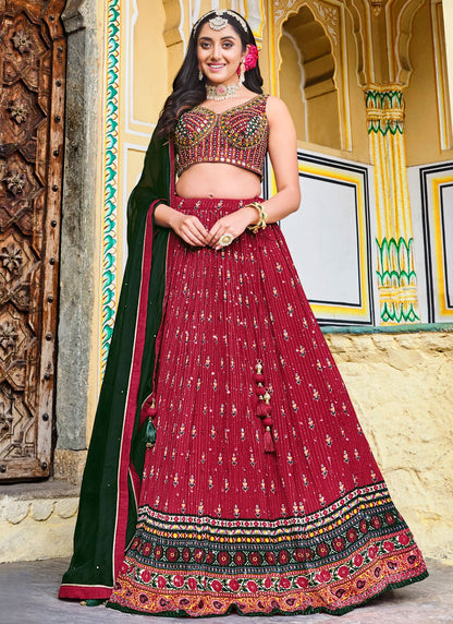 Digital Print Chinon Readymade Lehenga Choli - L2473