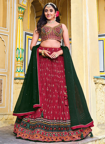 Digital Print Chinon Readymade Lehenga Choli - L2473