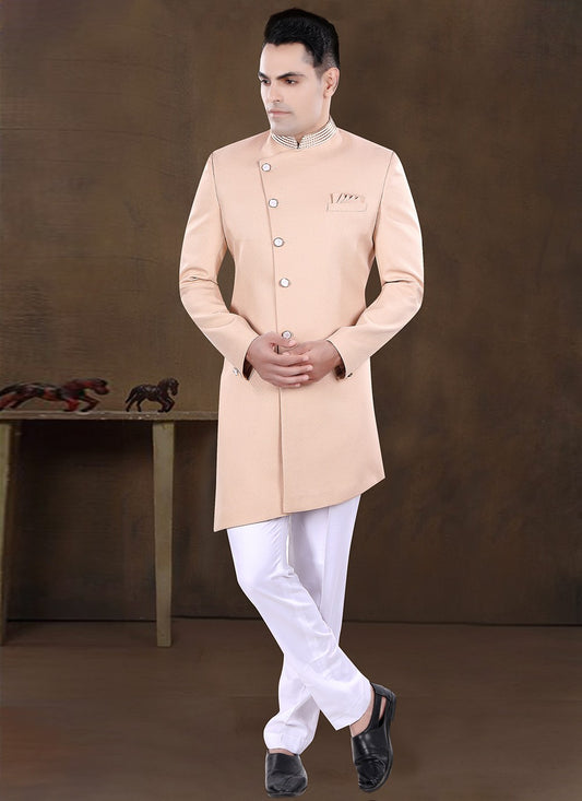 Embroidered Imported Peach Indo Western - M8198