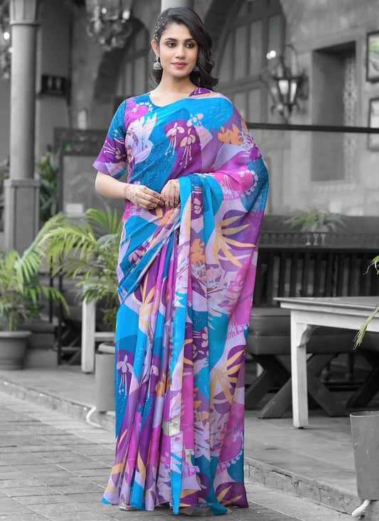Digital Print Georgette Multi Colour Saree S14535