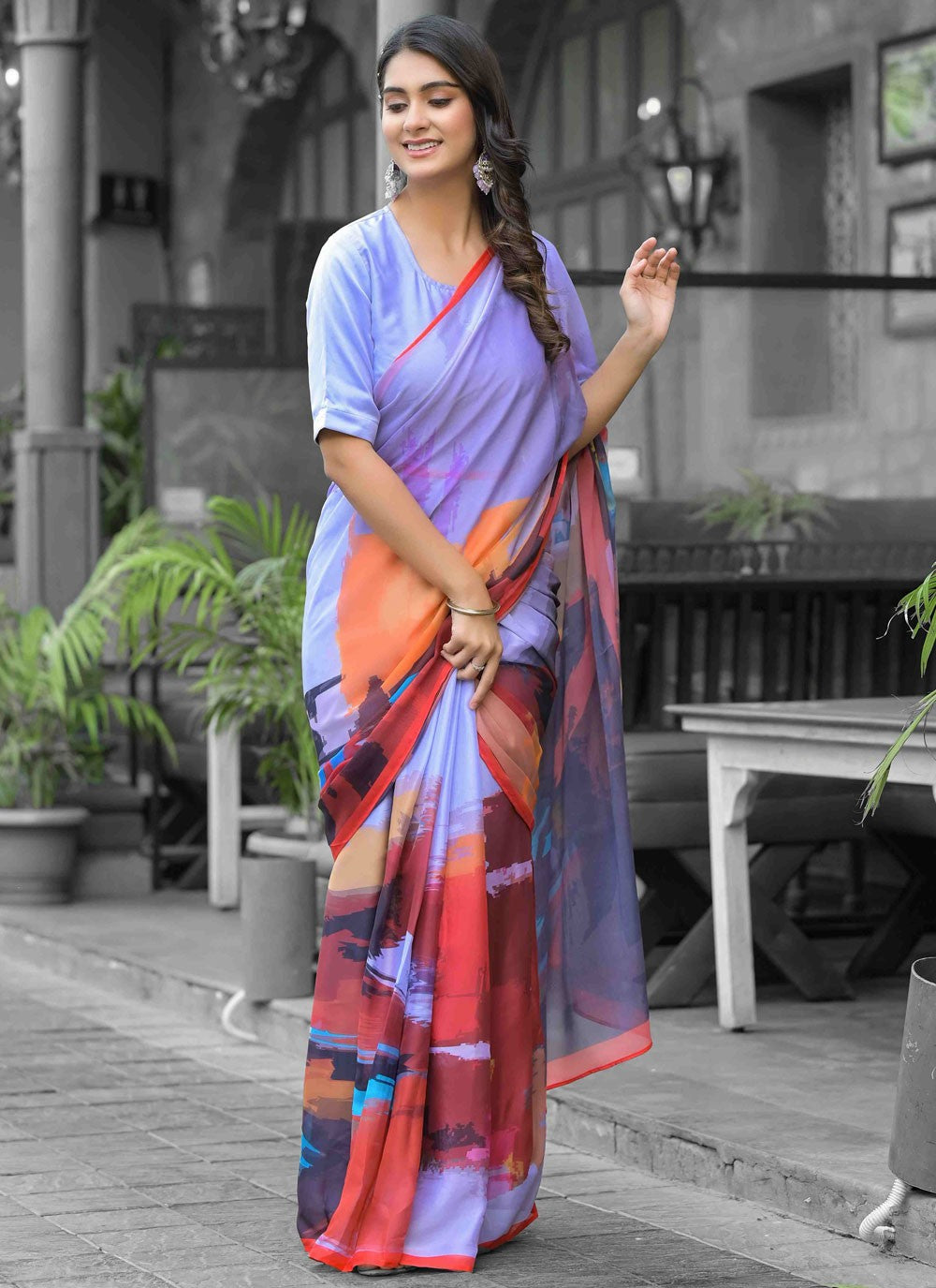 Digital Print Georgette Multi Colour Saree S14542
