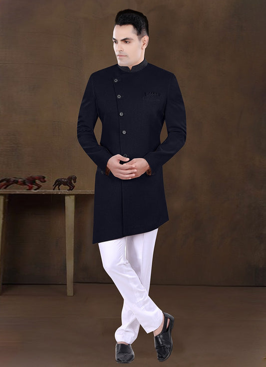 Embroidered Imported Navy Blue Indo Western - M8231