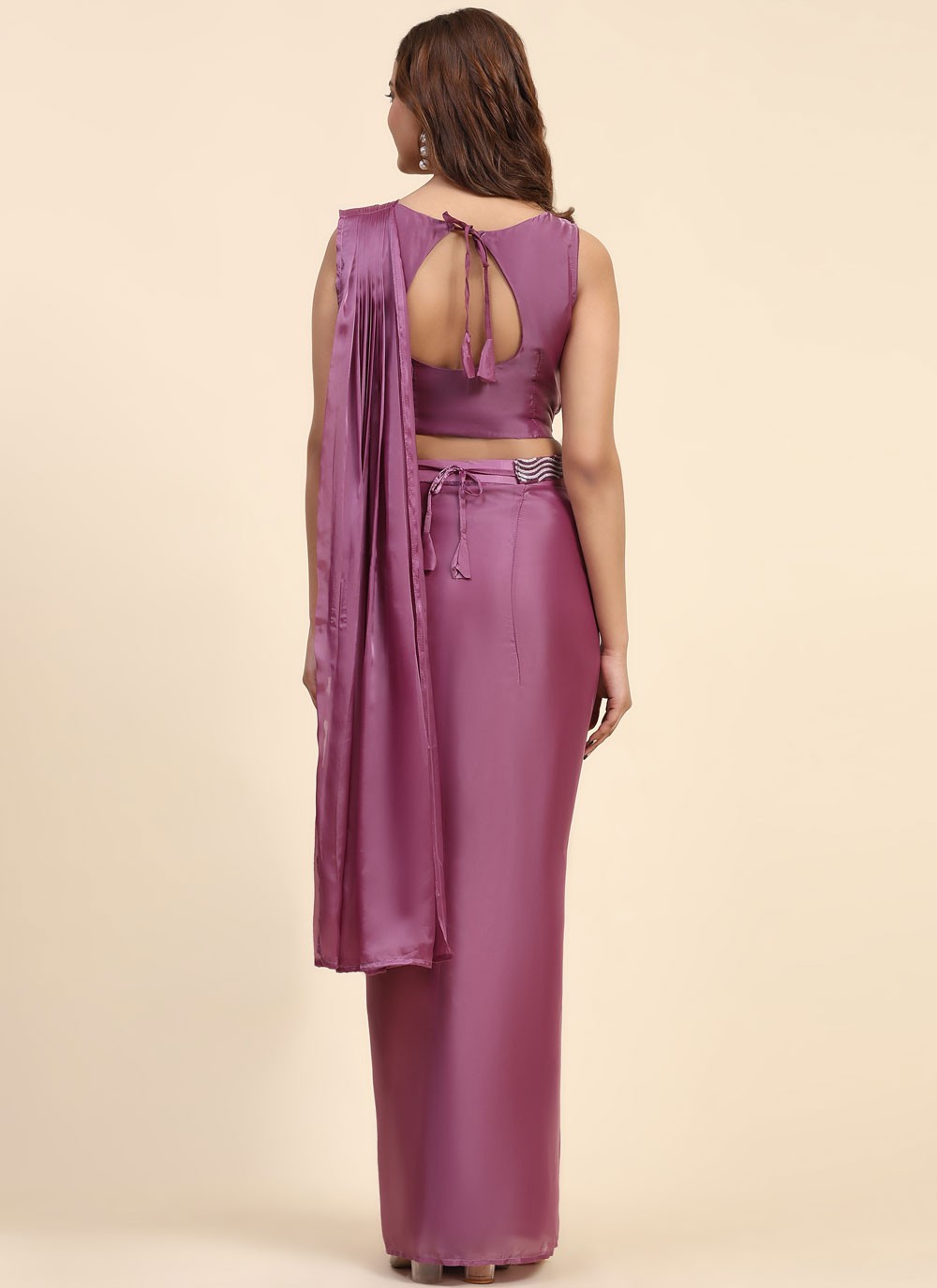 Trendy Embroidered Imported, Satin Saree - S5398
