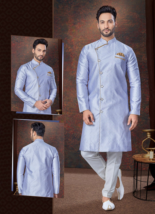 Plain Jacquard Lavender Indo Western - M7679