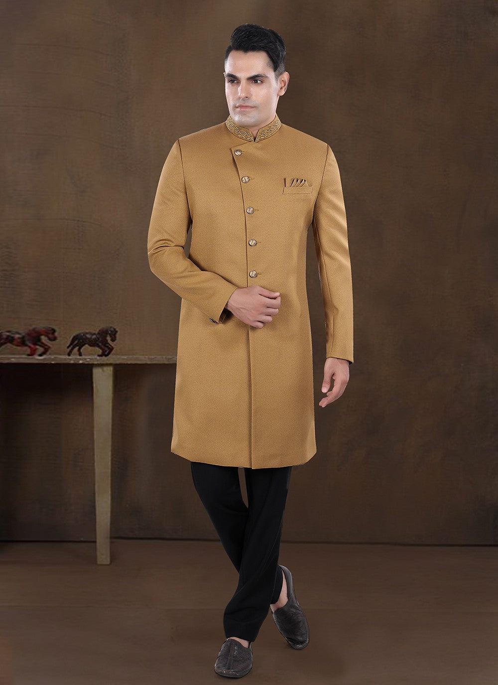Embroidered Imported Beige Indo Western - M8201