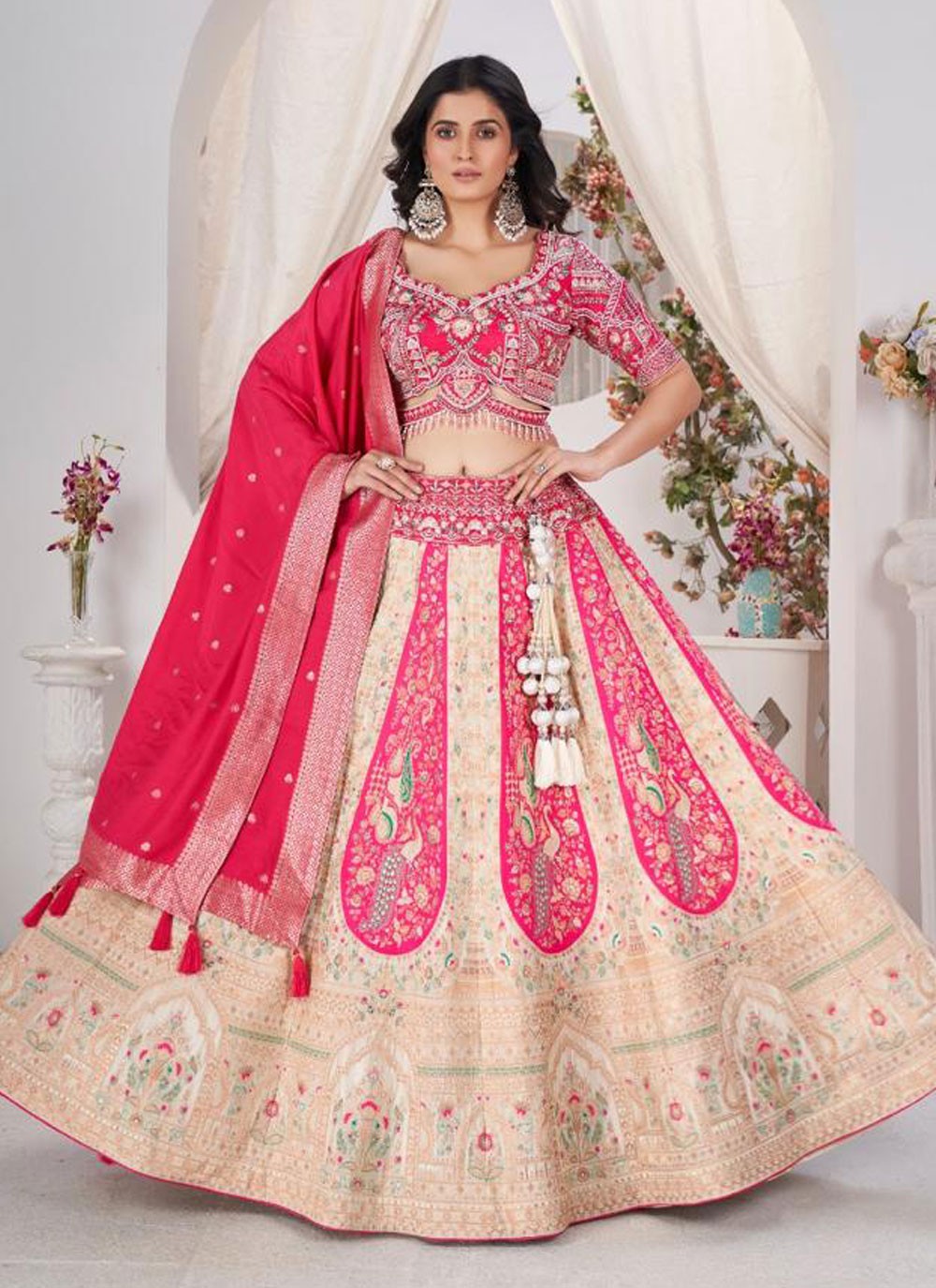 Embroidered Jacquard Readymade Lehenga Choli - L2779
