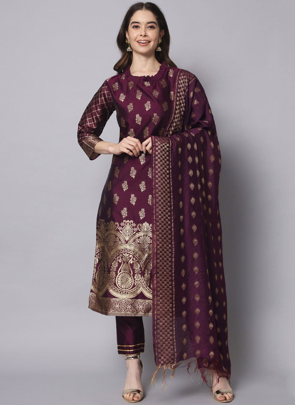 Readymade Style Jacquard Work Purple T7549