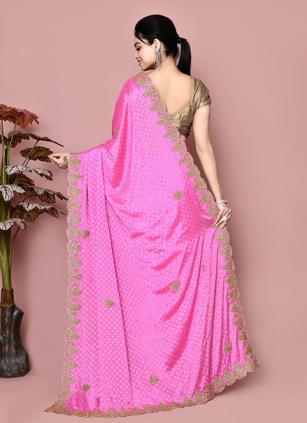 Classic Hand Embroidery Georgette Saree - S9372