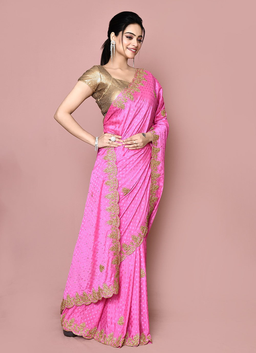 Classic Hand Embroidery Georgette Saree - S9372