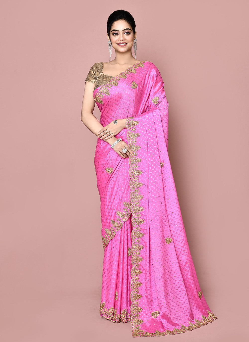 Classic Hand Embroidery Georgette Saree - S9372