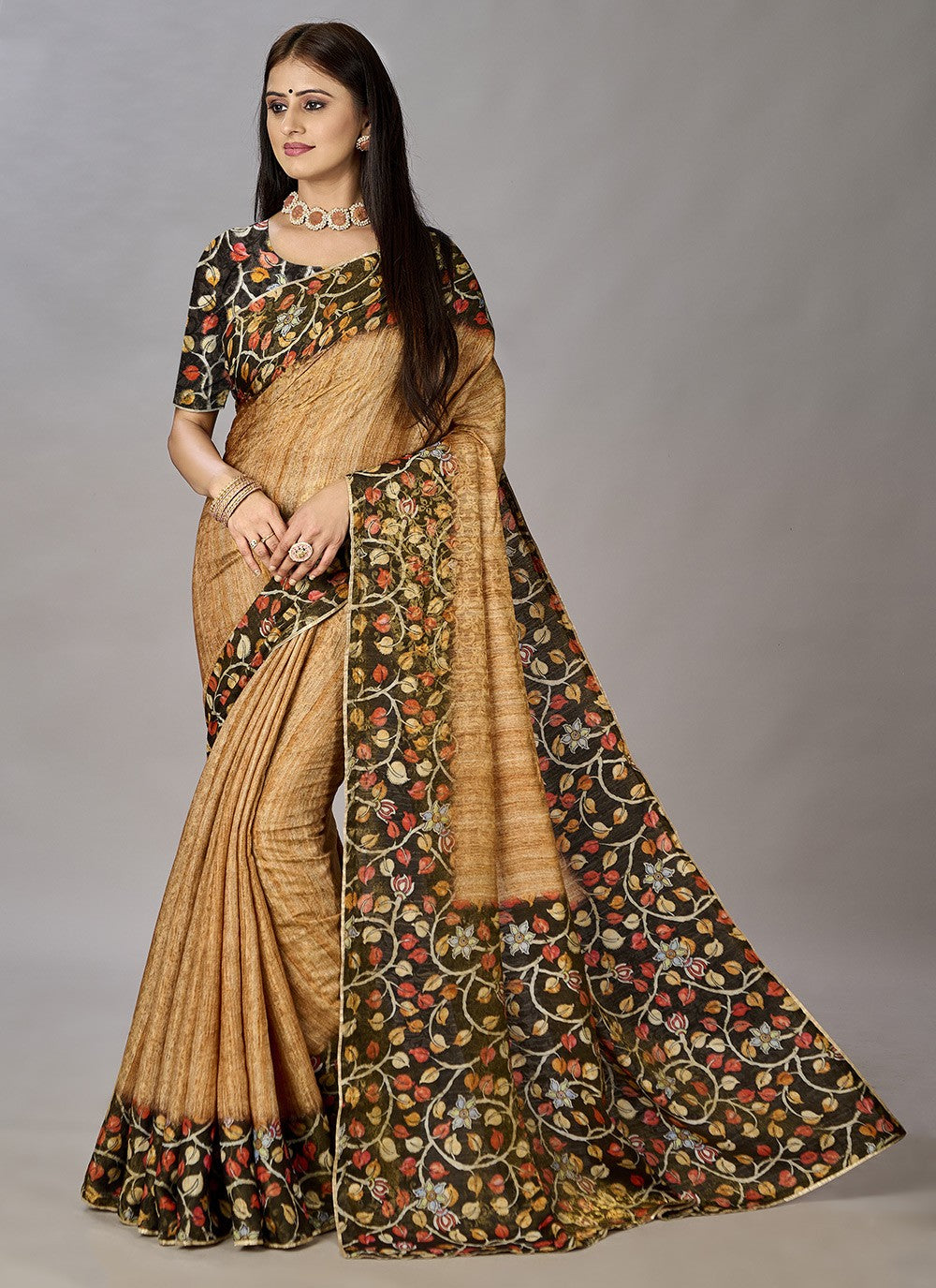 Classic Digital Print Jacquard Silk Saree - S3384