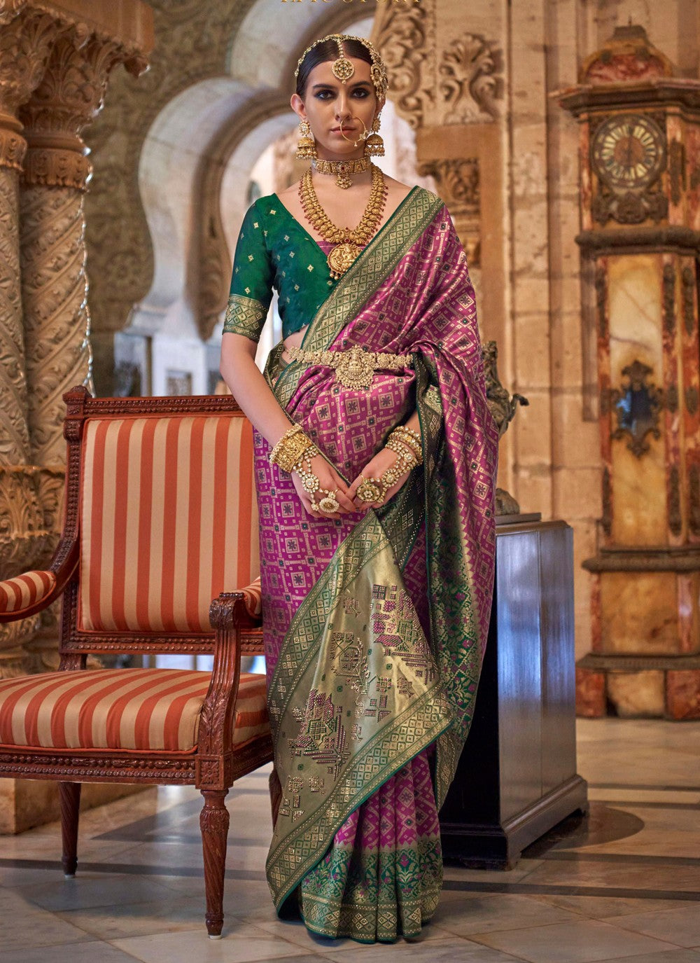 Saree Stones Jacquard Silk Saree - S3663