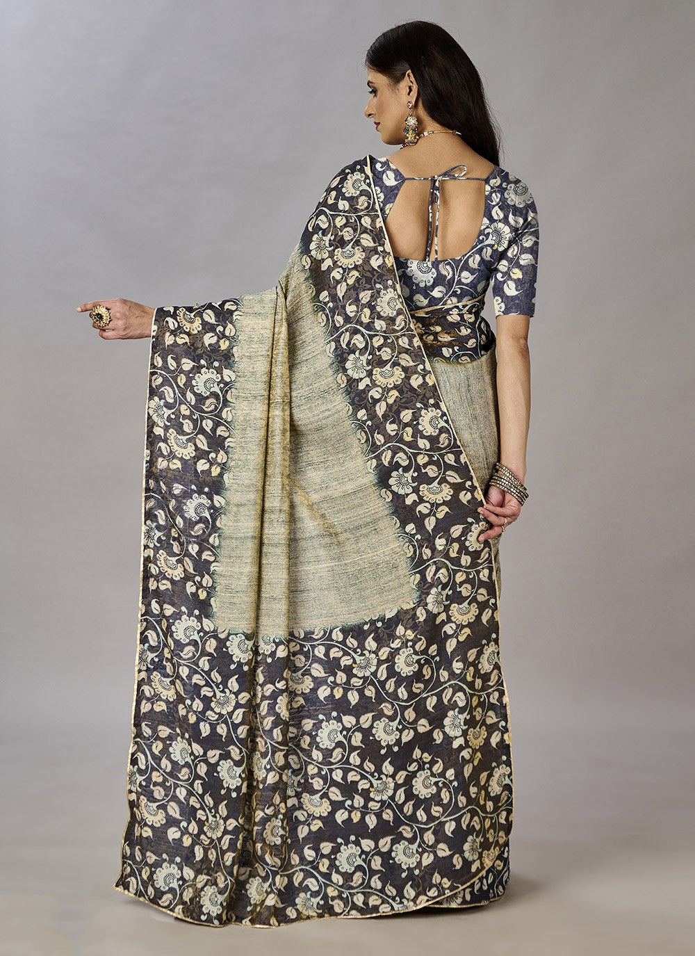 Classic Digital Print Jacquard Silk Saree - S3384