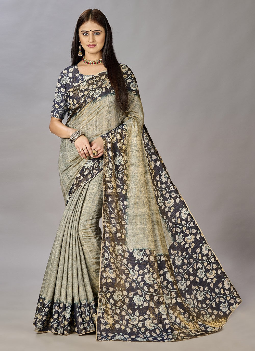 Classic Digital Print Jacquard Silk Saree - S3384