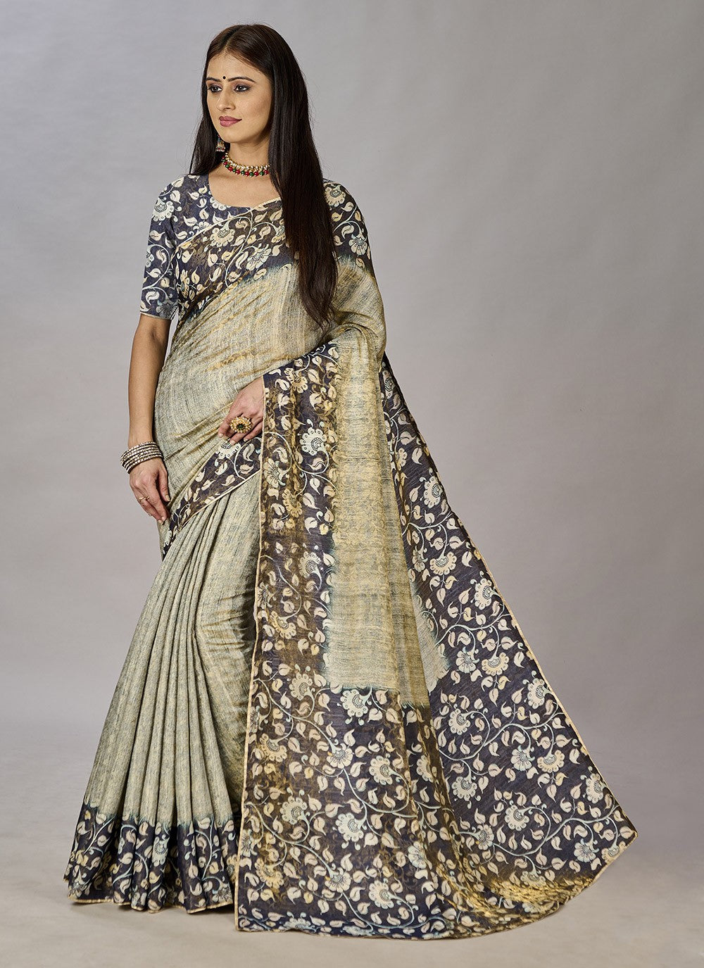 Classic Digital Print Jacquard Silk Saree - S3384