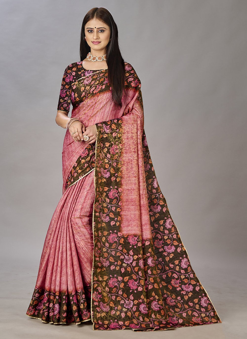 Classic Digital Print Jacquard Silk Saree - S3384