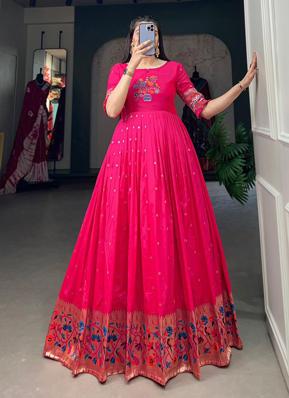 Jacquard Silk Gown - G1317