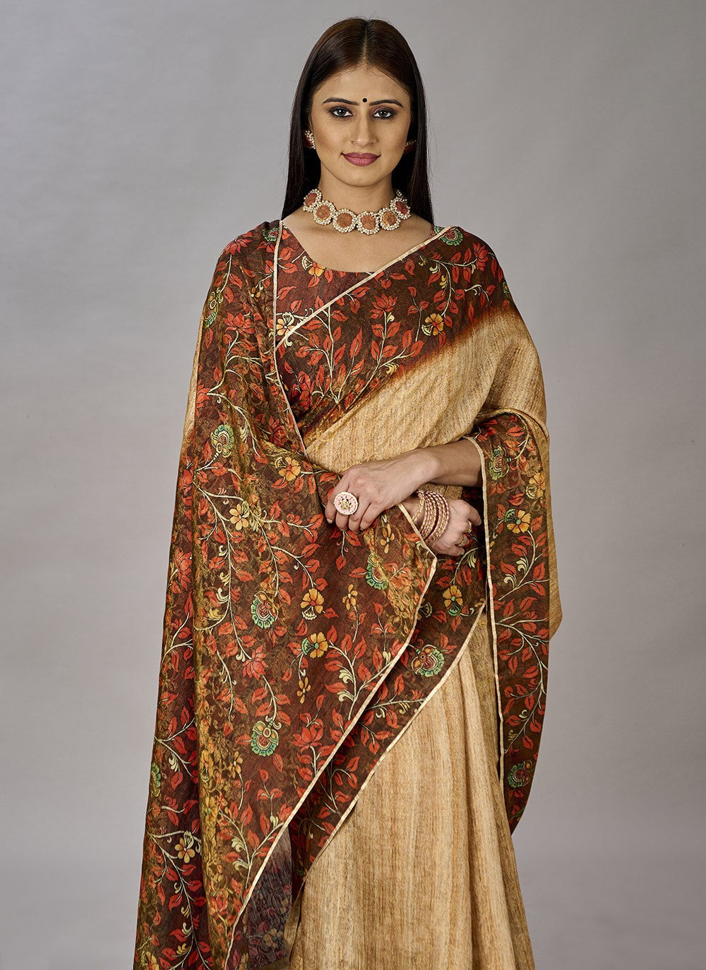 Classic Digital Print Jacquard Silk Saree - S3384