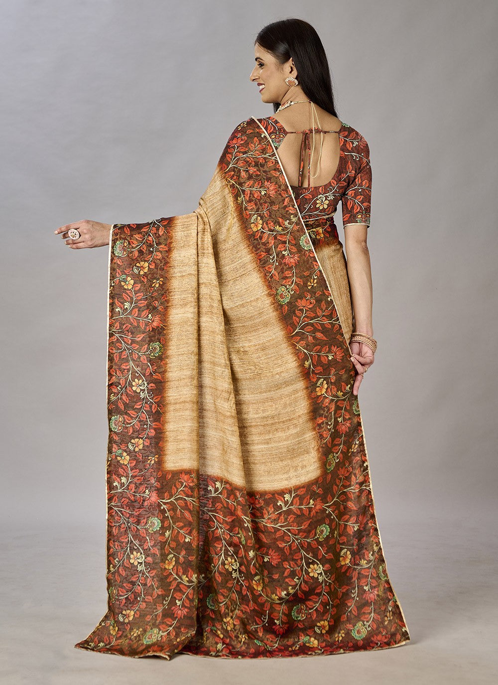 Classic Digital Print Jacquard Silk Saree - S3384