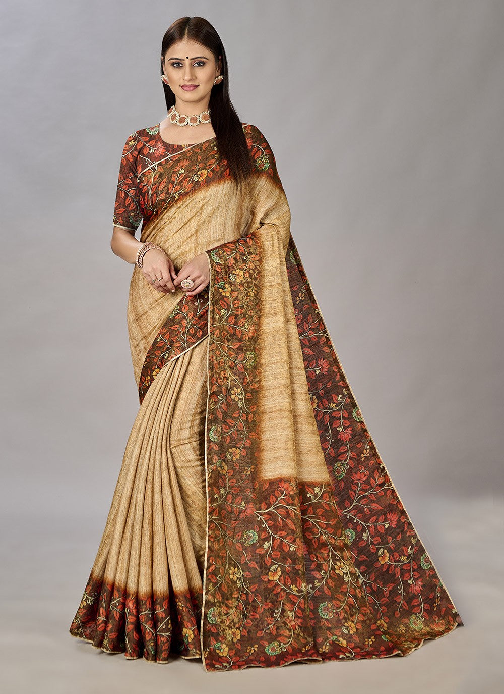 Classic Digital Print Jacquard Silk Saree - S3384