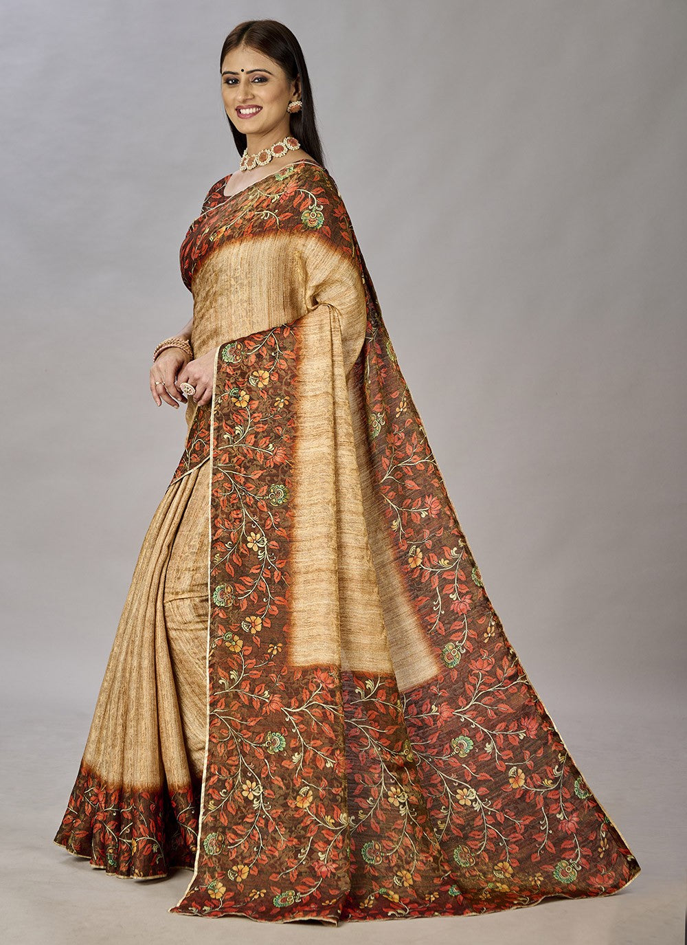 Classic Digital Print Jacquard Silk Saree - S3384