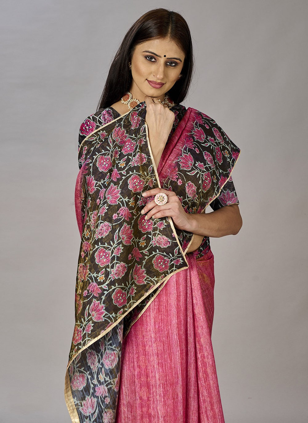 Classic Digital Print Jacquard Silk Saree - S3384