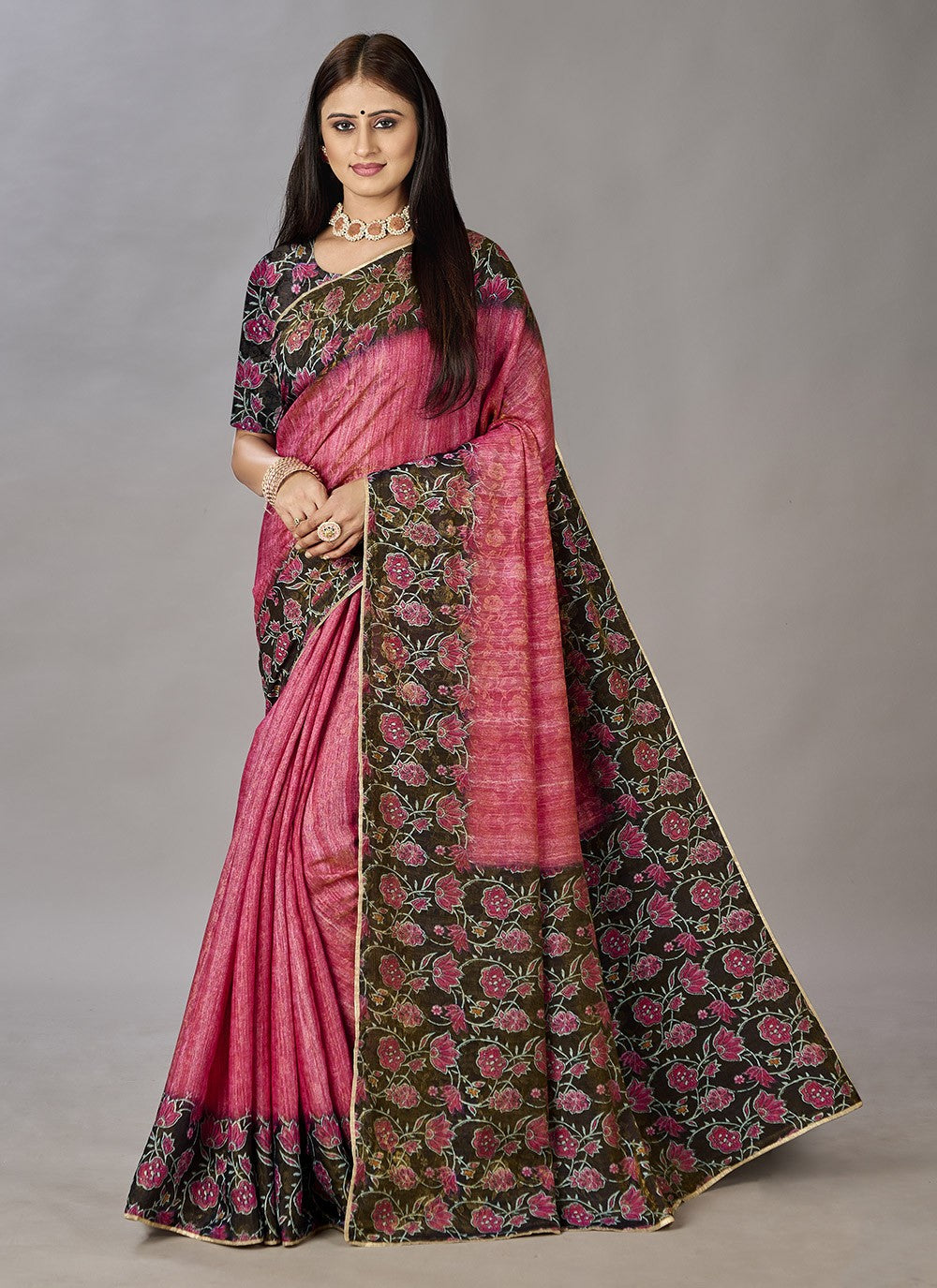 Classic Digital Print Jacquard Silk Saree - S3384