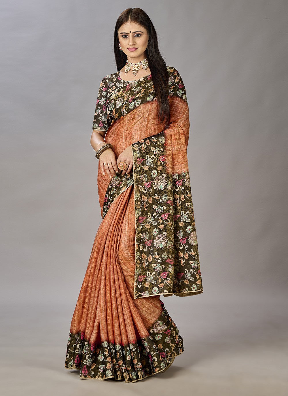 Classic Digital Print Jacquard Silk Saree - S3384