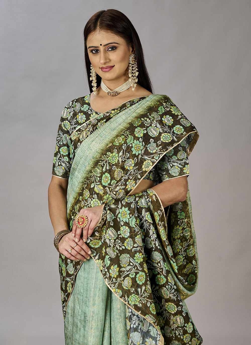 Classic Digital Print Jacquard Silk Saree - S3384