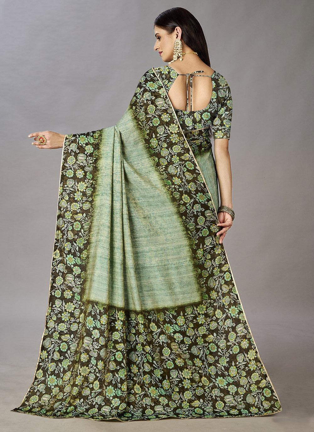 Classic Digital Print Jacquard Silk Saree - S3384