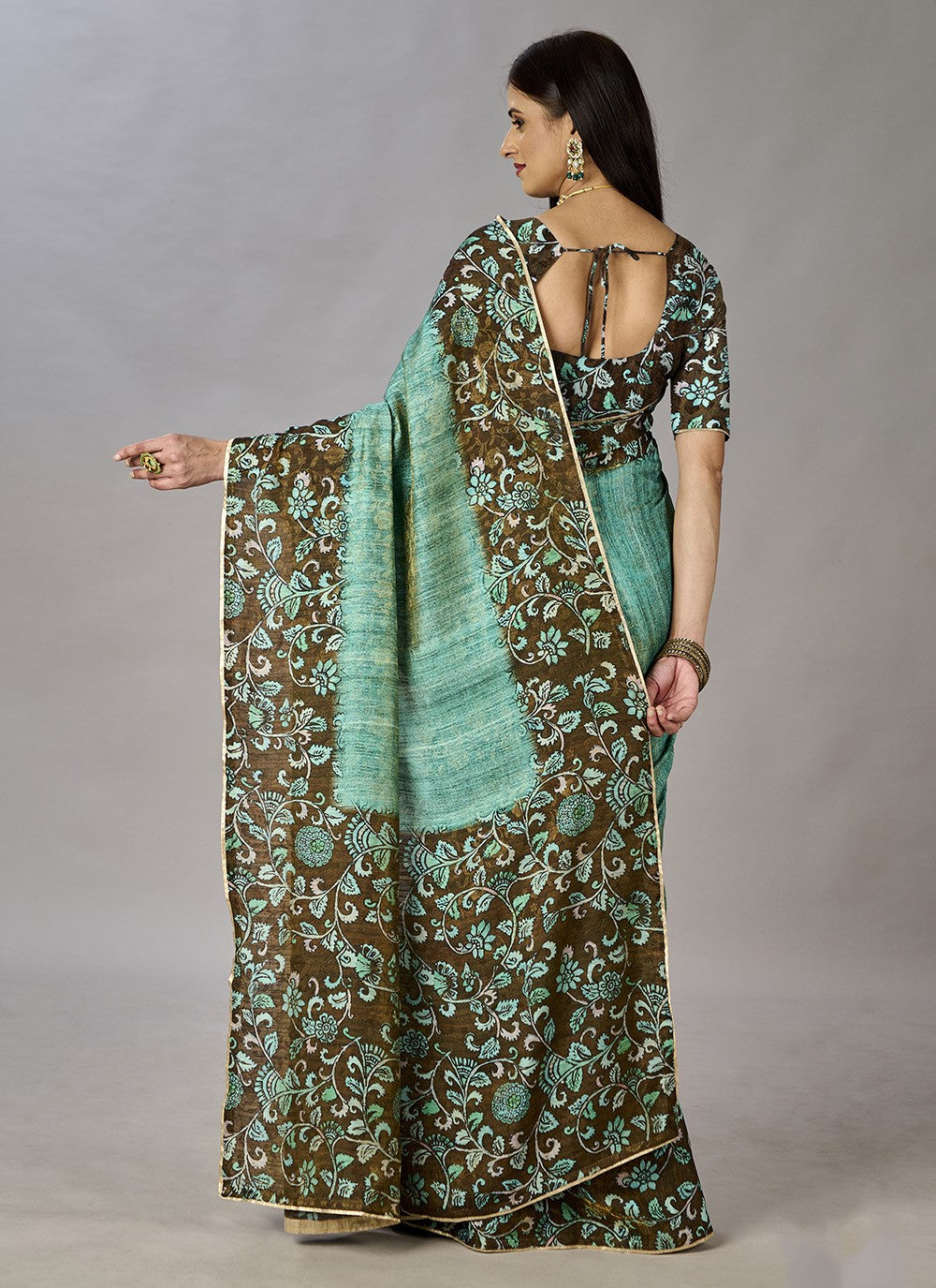 Classic Digital Print Jacquard Silk Saree - S3384